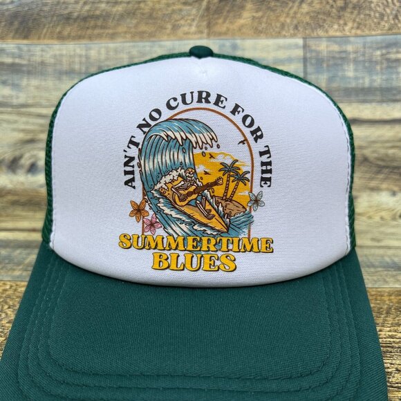 Ain't No Cure For The Summer Time Blues Unisex Trucker Hat Green Country Cap - Picture 3 of 7